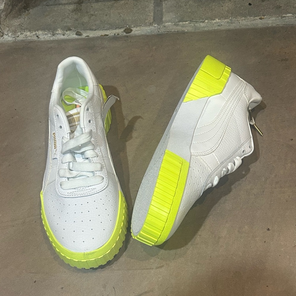 Puma Women’s  Sneakers in White and Neon Yellow